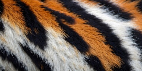 Fur Texture Close-Up &ndash; Abstract Animal Pattern in Black, White, and Orange

