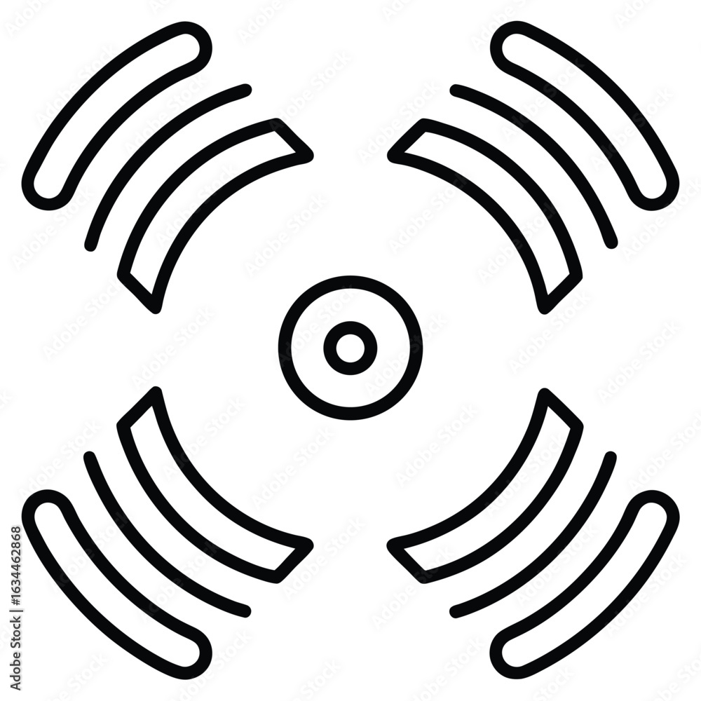 Poster abstract circular design with four curved lines and a central circle