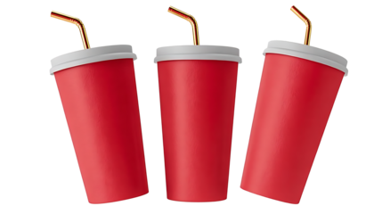 Red cups over white background
