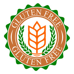 100% gluten free badge or stamp vector template.