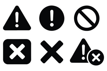error set of icons vector silhouette style