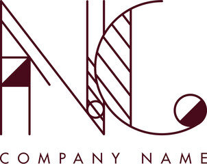 Minimalist NC Circular Monogram Logo Design with Bold Lines and Elegant Style