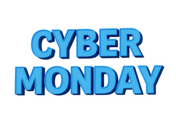 Isolated 3D Blue 'Cyber Monday' Text for Online Shopping Events