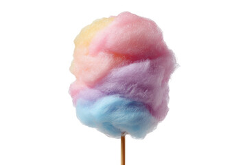 Vibrant multicolored fluffy cotton candy on a stick