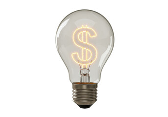 Isolated Light Bulb with Dollar Sign Filament for Bright Ideas