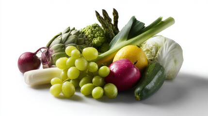 Produce plant concept Fresh produce and plant based ingredients create vibrant display of healthy options for any meal