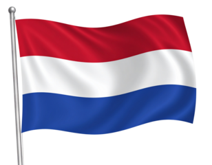  Waving Dutch Flag with Realistic Fabric Texture, Isolated on White Background