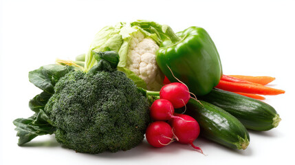 Produce plant concept Fresh produce includes variety of plant based vegetables like broccoli, cauliflower, and bell pepper, showcasing healthy