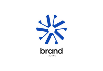 Abstract blue starburst icon for branding and modern design