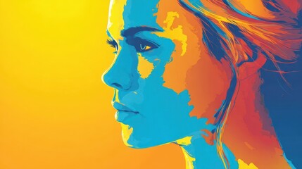 Colorful profile portrait of a woman.