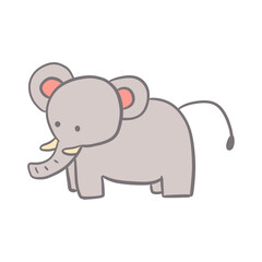 cute hand drawn elephant doodle. perfect for children flash card, birthday invitation decoration, education, stickers for journaling or wall art