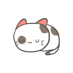 cute hand drawn sleeping cat doodle. perfect for children flash card, birthday invitation decoration, education, stickers for journaling or wall art © Rizki