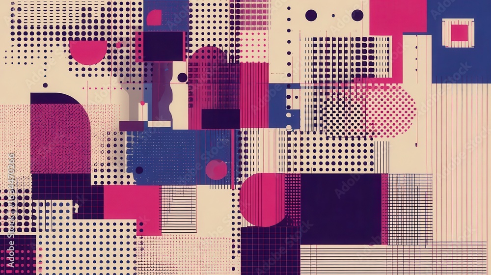 Aufkleber geometric abstract pattern design with vibrant colors.