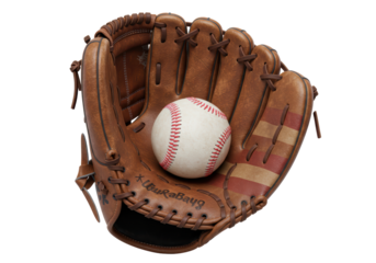 Isolated Baseball Glove with Ball Resting Inside