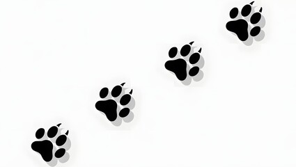 Four black paw prints ascending diagonally on a white background