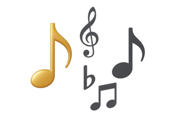Golden Musical Note Symbol Stands Out Among Faded Gray Music Notation Symbols