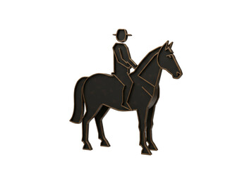 Isolated Minimalist Silhouette of Horse Rider in Black