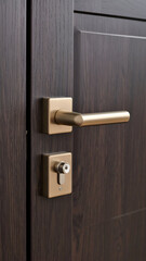 Obraz premium Modern Gold Door Handle on Wood.