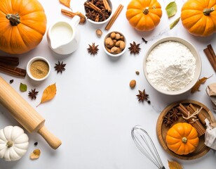 Fall Baking Ingredients Setup