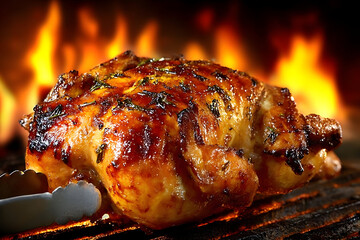Succulent grilled chicken is served hot, perfectly charred, and infused with smoky flavors, ideal for outdoor gatherings.