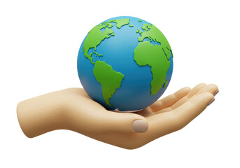 Isolated Hand Holding Earth Showing South America