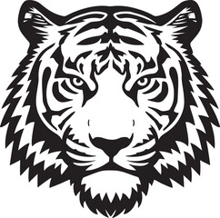 Fototapeta premium Tiger Head Silhouette Vector Icon – Fierce Feline Face in Bold Black for Logos, Tattoos & Wildlife Branding