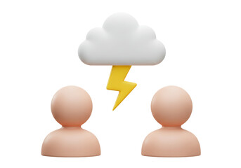 Isolated Two People Under Cloud with Lightning, Signifying Conflict