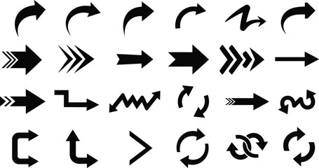 Vector art of black arrows isolated on white background