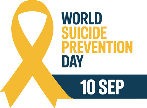 World Suicide Prevention Day yellow ribbon and text 10 Sep awareness mental health