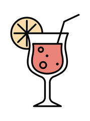 Colorful cocktail with citrus garnish in a stylish glass, perfect for tropical occasions.