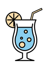 Refreshing blue cocktail garnished with a lime slice, served in an elegant glass, perfect for summer vibes.