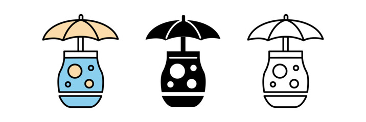 Colorful cocktail glasses with umbrellas highlighting a fun and refreshing vibe.