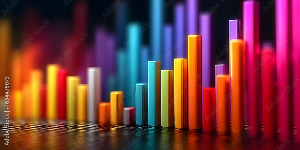 Aufkleber colorful bar chart representing data analysis and business performance metrics in a modern, friendly