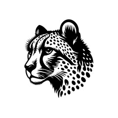 Black and White Cheetah Head.