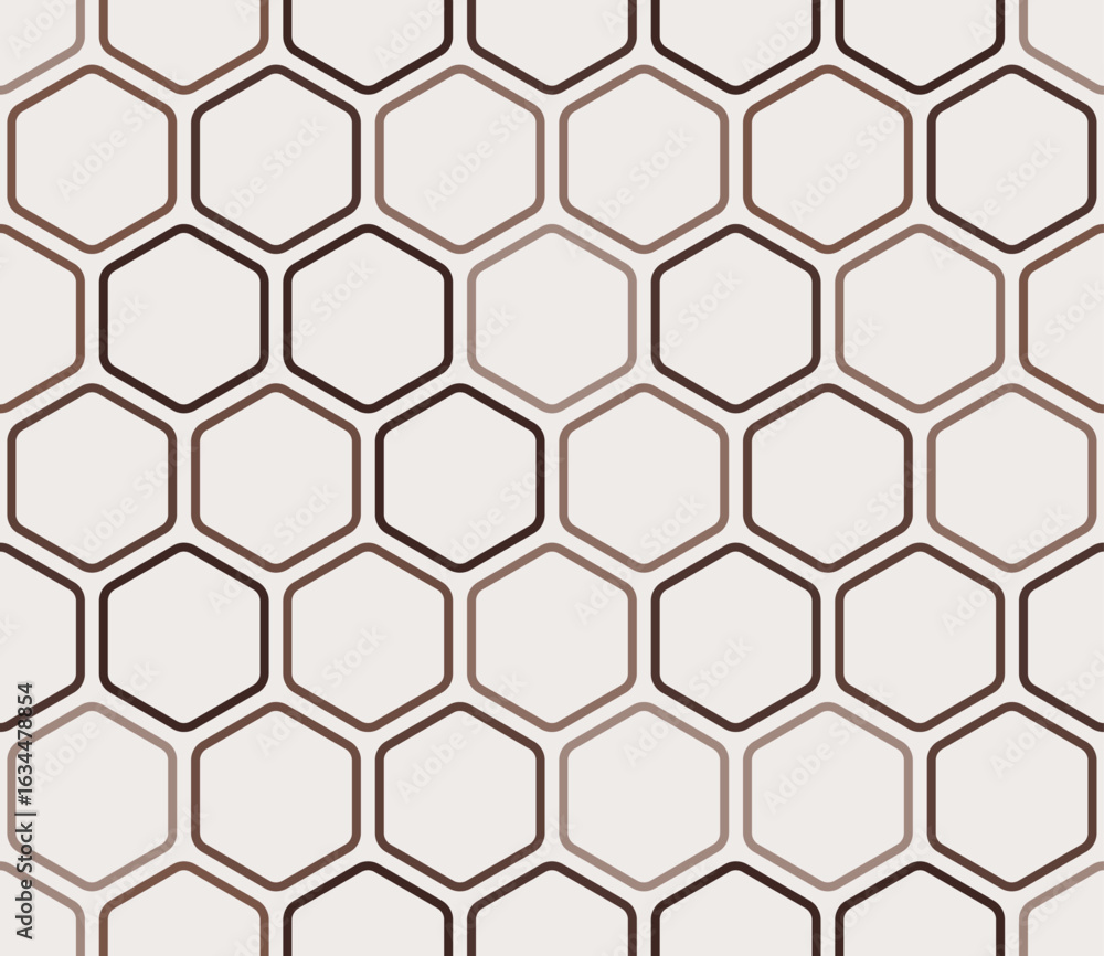 Poster hexagon background. bold rounded hexagons mosaic pattern. brown color tones. large hexagon shapes. s