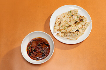 Roast Curry and Naan, Indian Dish, Mushroom, chicken