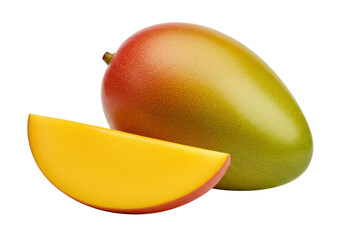 Isolated Juicy Mango and Slice with Vibrant Colors