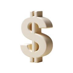 3D rendered cream-colored dollar sign