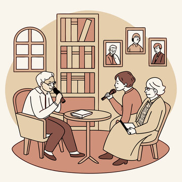 Elderly Couple Interviewed in a Calm Home Setting