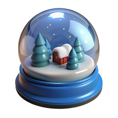 Snow globe winter scene christmas decoration holiday souvenir collectible gift idea festive design blue base 3d