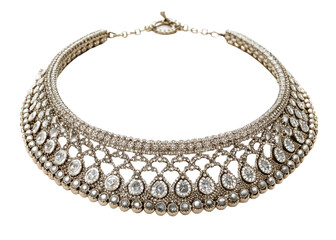 Choker necklace with diamonds on isolated white background