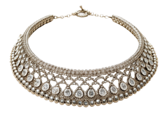 Choker necklace with diamonds on isolated white background