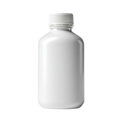 Fototapeta premium A white plastic bottle with a screw-on cap on transparent background