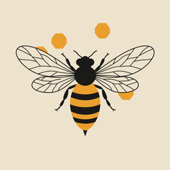 Simple, Colorful Illustration of a Honeybee