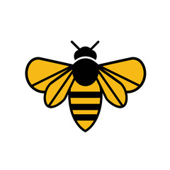 Geometric Bee Illustration with Bold Black and Yellow Striped Body