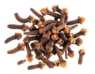 Top View of Scattered Whole Cloves with Subtle Shadows on Transparent Background