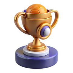 Gold trophy cup with soccer ball inside for winning a football game championship tournament award design