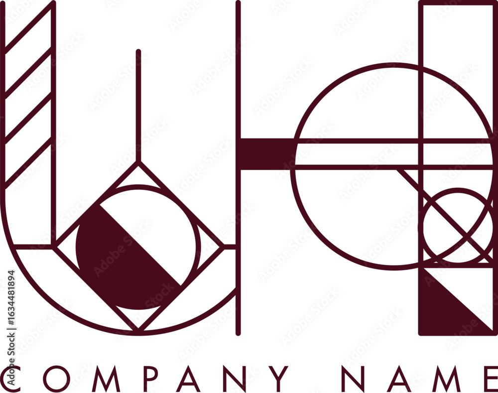 Poster minimalist uh circular monogram logo design with bold lines and elegant style