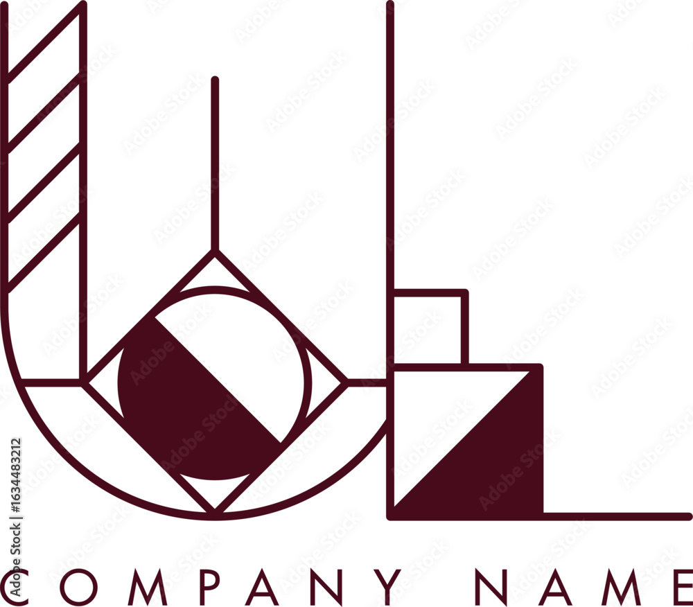 Poster minimalist ul circular monogram logo design with bold lines and elegant style