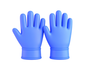 3D Render Blue Gloves